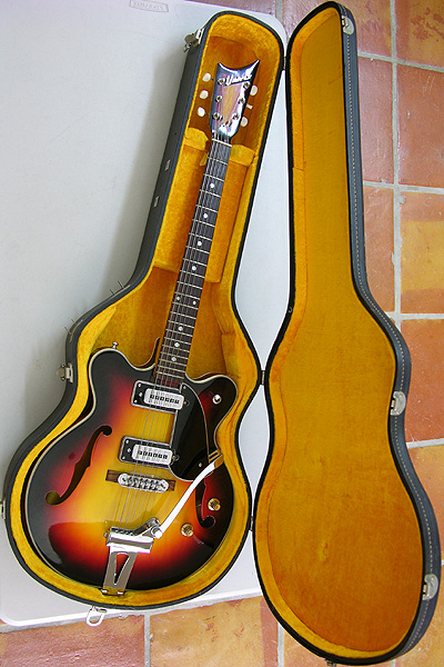 Univox Country Gentleman style sunburst  70 s w original hardshell case in case jpg